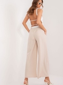 Pantaloni- A gamba ampia con cintura bianca