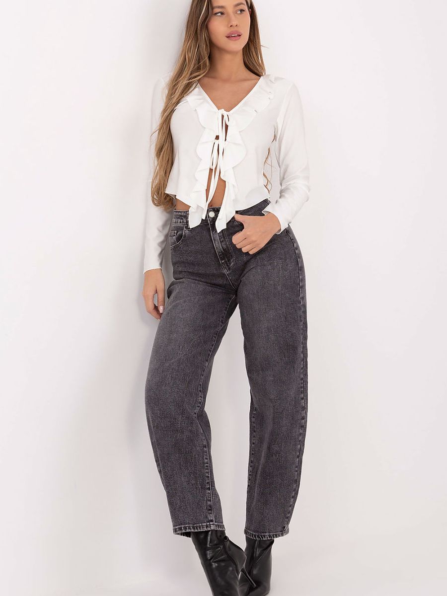 Camicetta corta con rouches- Scollo a V